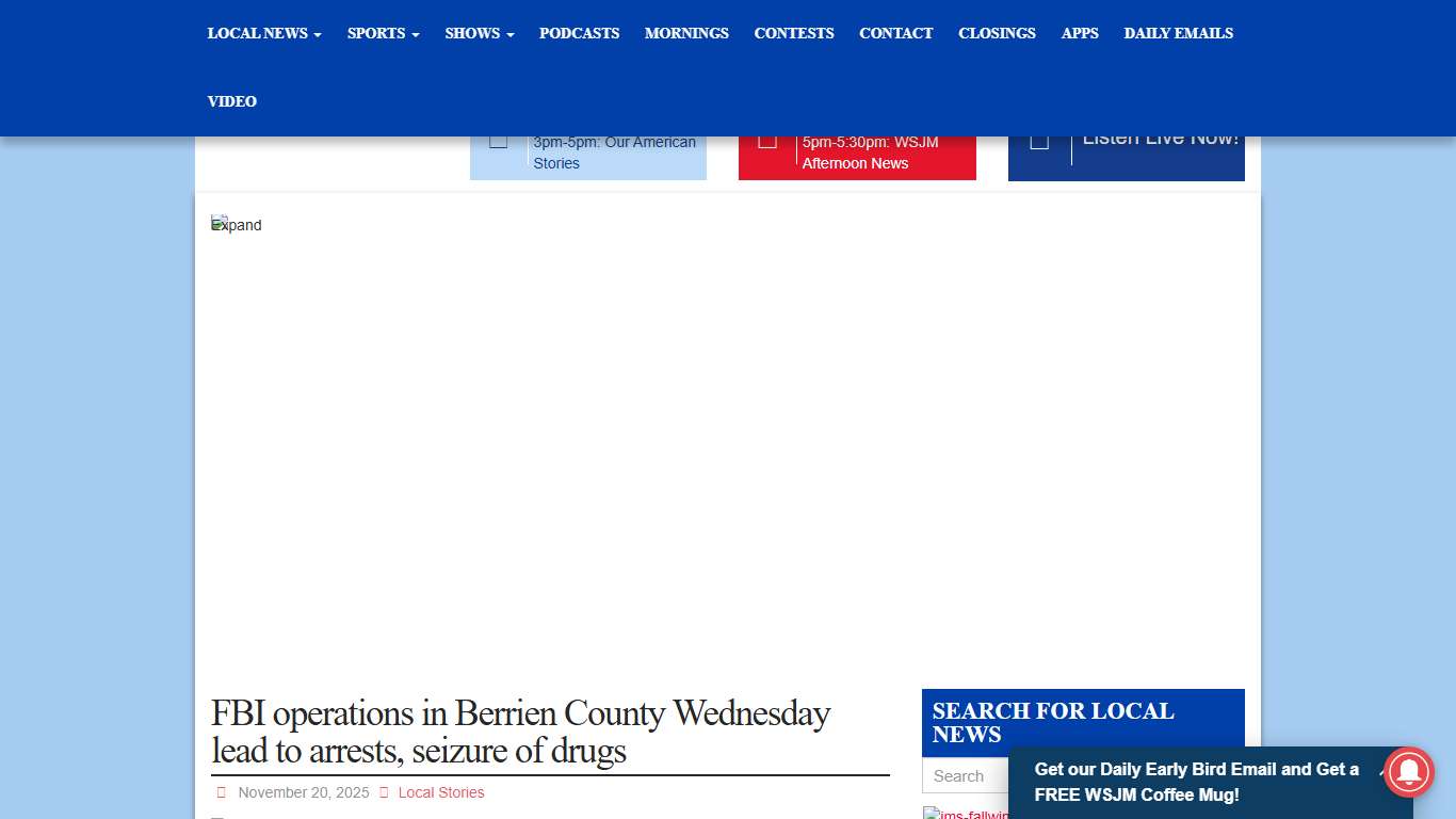 FBI operations in Berrien County Wednesday lead to arrests, seizure of drugs News/Talk/Sports 94.9 WSJM